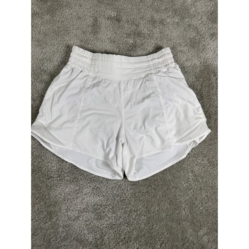 Lululemon Hotty Hot High-Rise Lined Shorts White Size 4 Running Athletic 2.5"